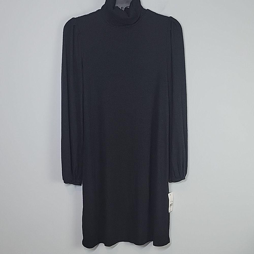 Ophelia Roe black turtleneck Ribbed Puff Sleeve Long sleeves dress Small